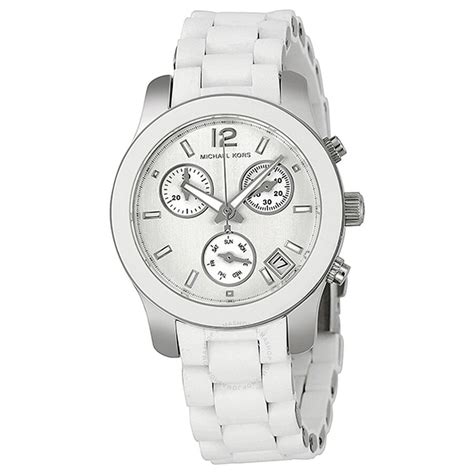 michael kors chronograph white silicone ladies watch mk5441